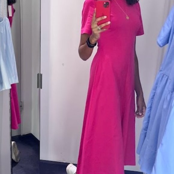 COS SHORT-SLEEVED JERSEY A-LINE MIDI DRESS - PINK - US XS - EU 32/34 - Picture 8 of 9